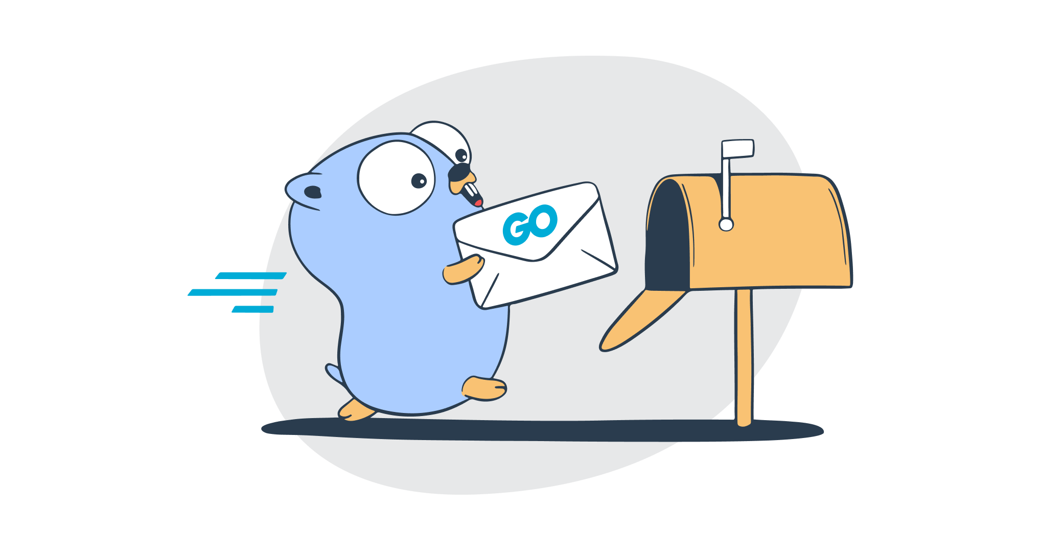 This is a featured image for an article on how to send emails with Go
