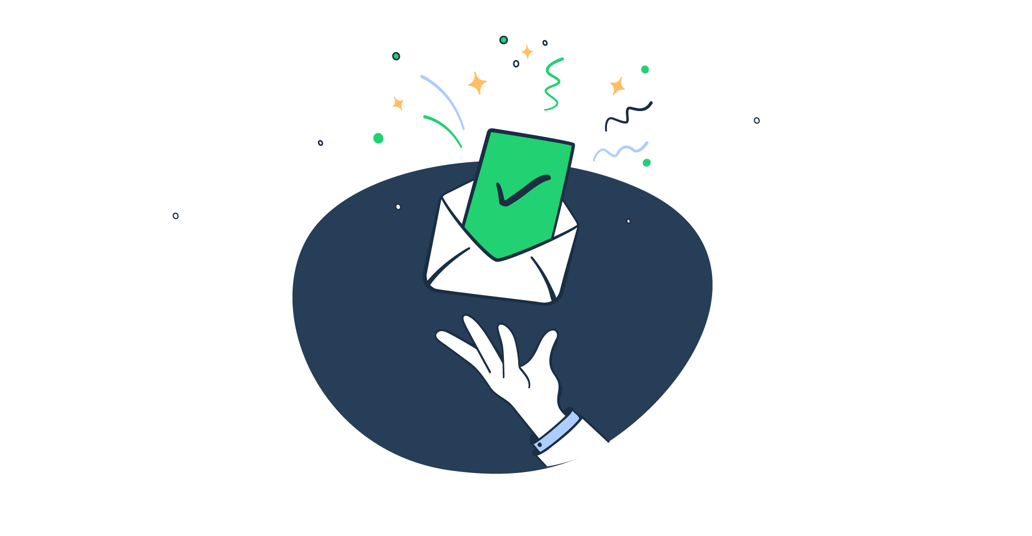 This is a symbolic graphic representation of a confirmation email for the article that details the topic with examples