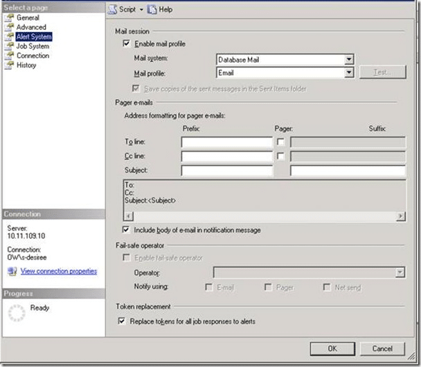 Properties configuration menu