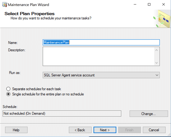 Naming the maintenance plan