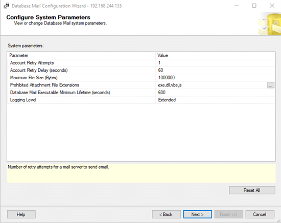 Configuration of default settings