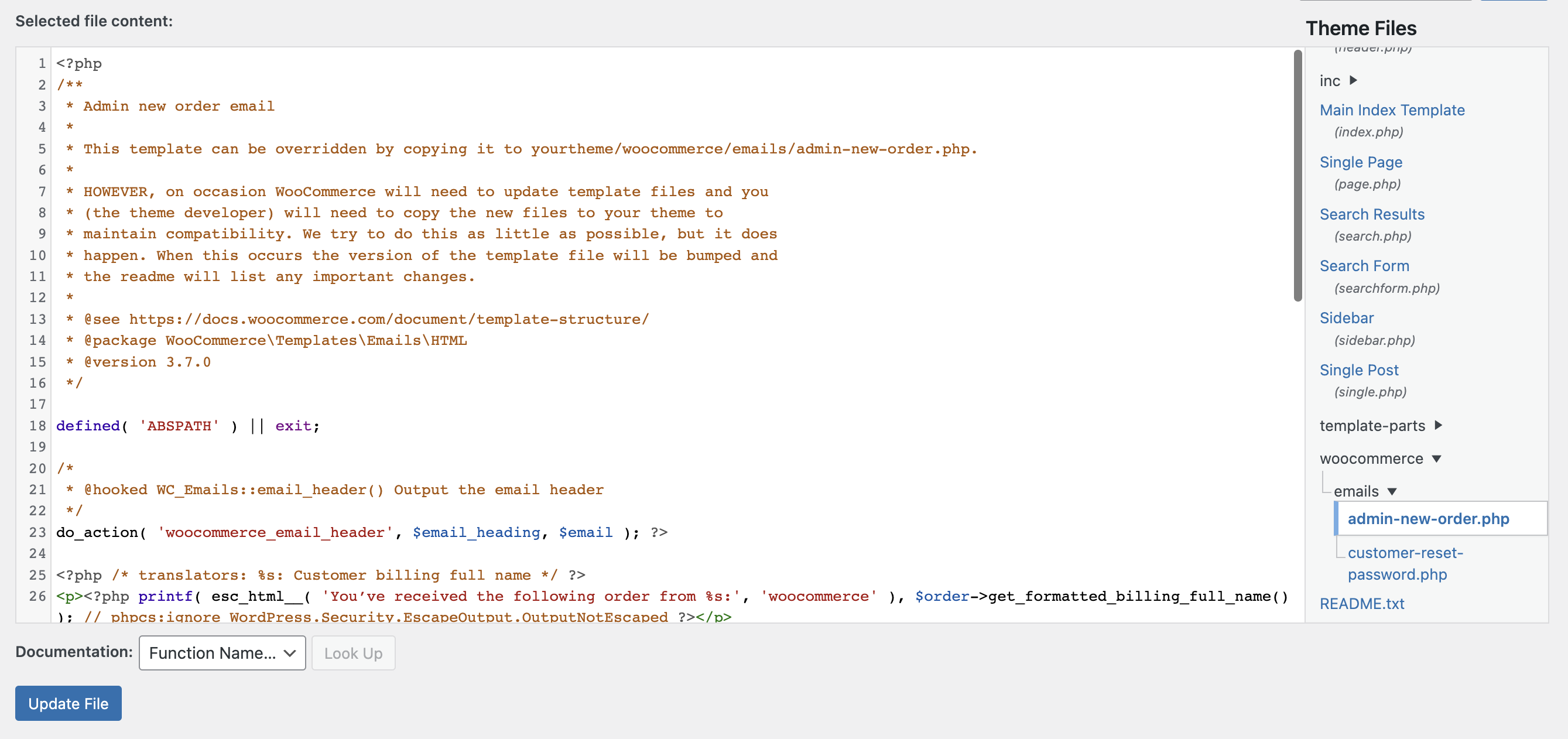Customizing woocommerce email templates with code