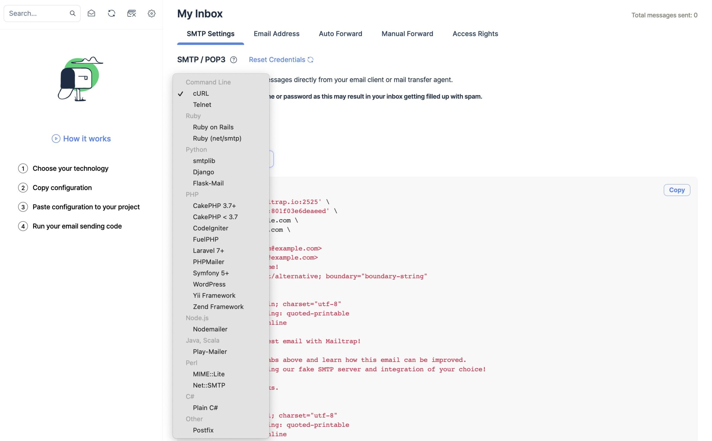 Integração da API de Teste de Email Mailtrap