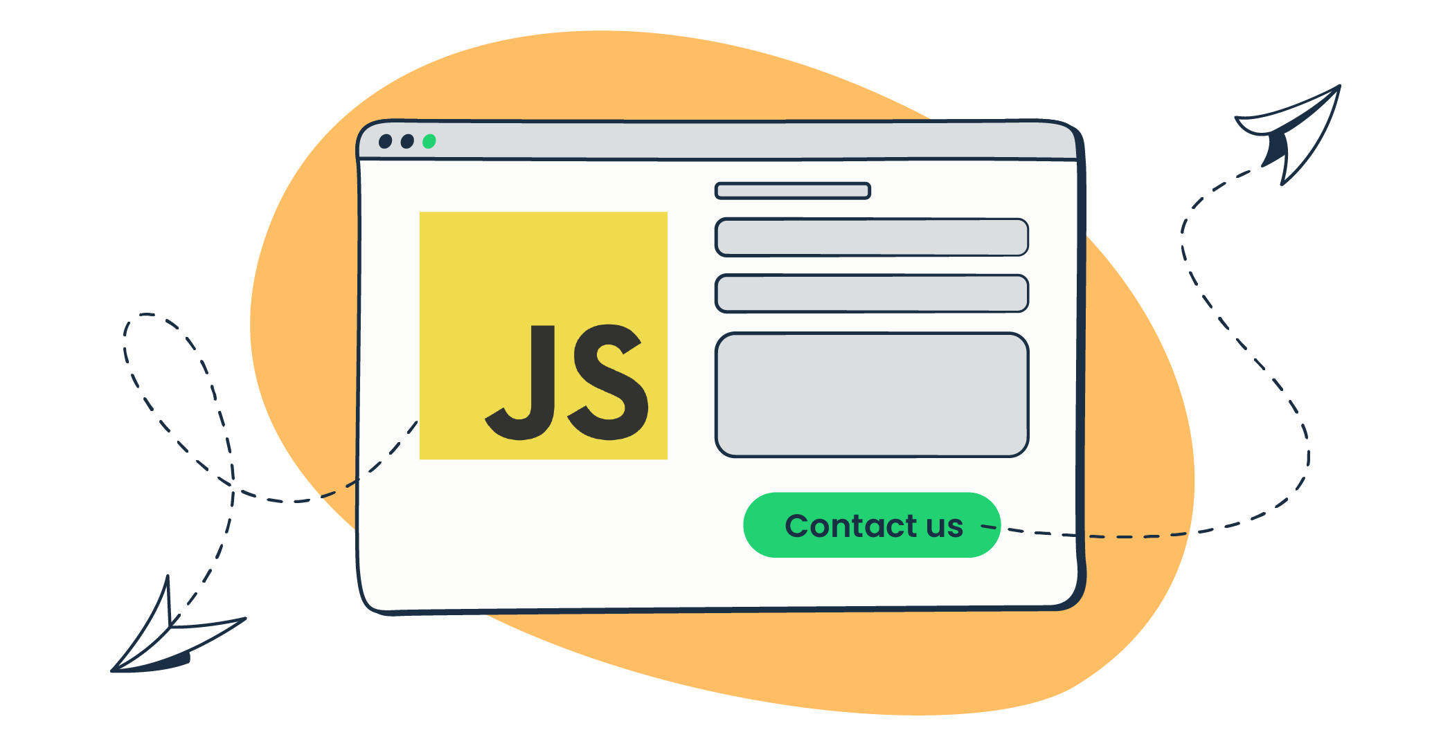This is a cover image for an article that explains How to create a simple HTML JavaScript contact us form and how to make it send emails