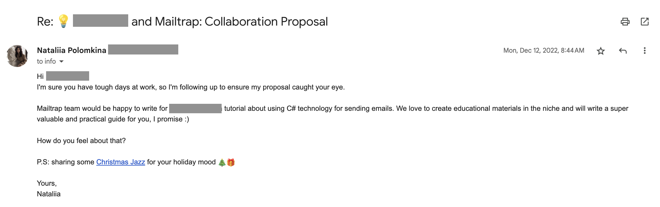 A follow-up email