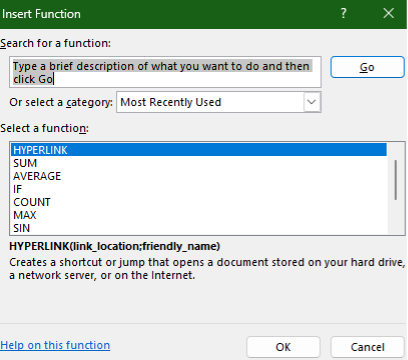 Adding a hyperlink to the Formula column