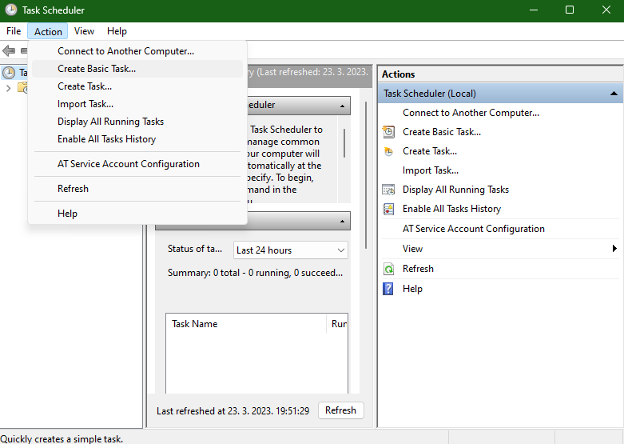 Configuring the Task Scheduler