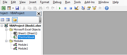 Opening an Excel workbook in the VBA editor