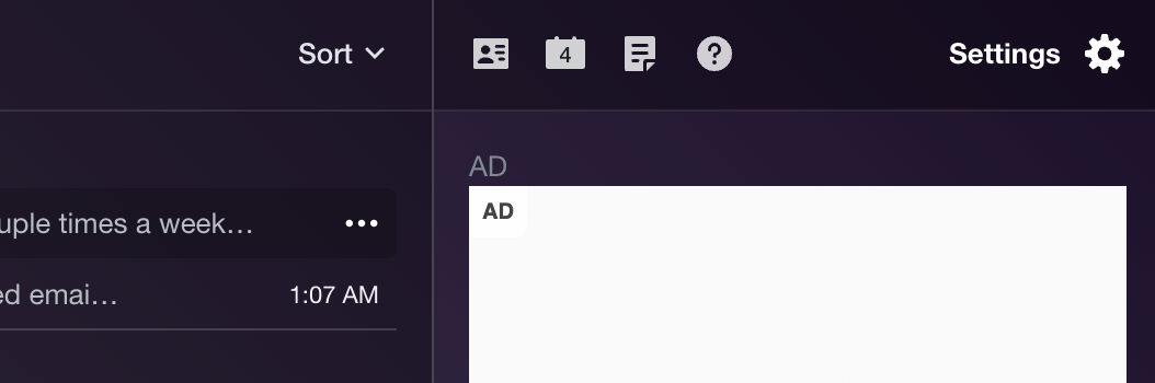 Viewing settings in Yahoo