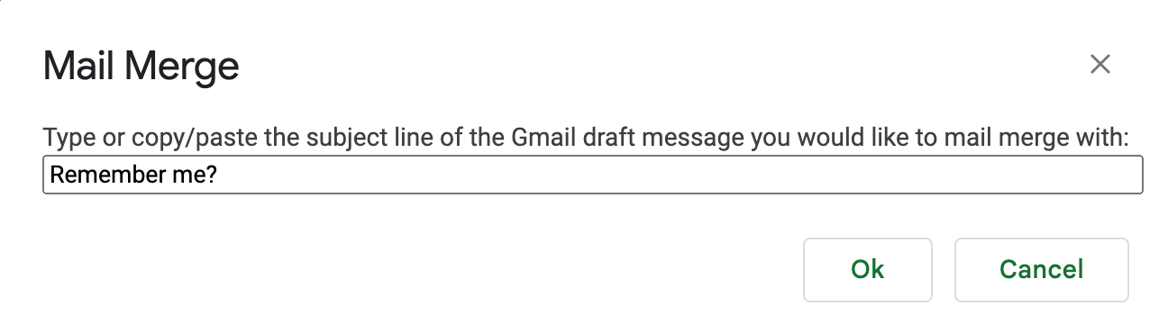 This is an image showing the input field for the subject line of the message draft you want to mail merge with