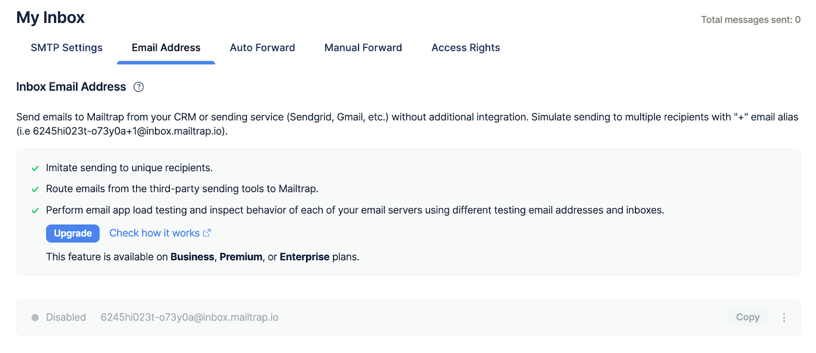 Email Testing inbox email address