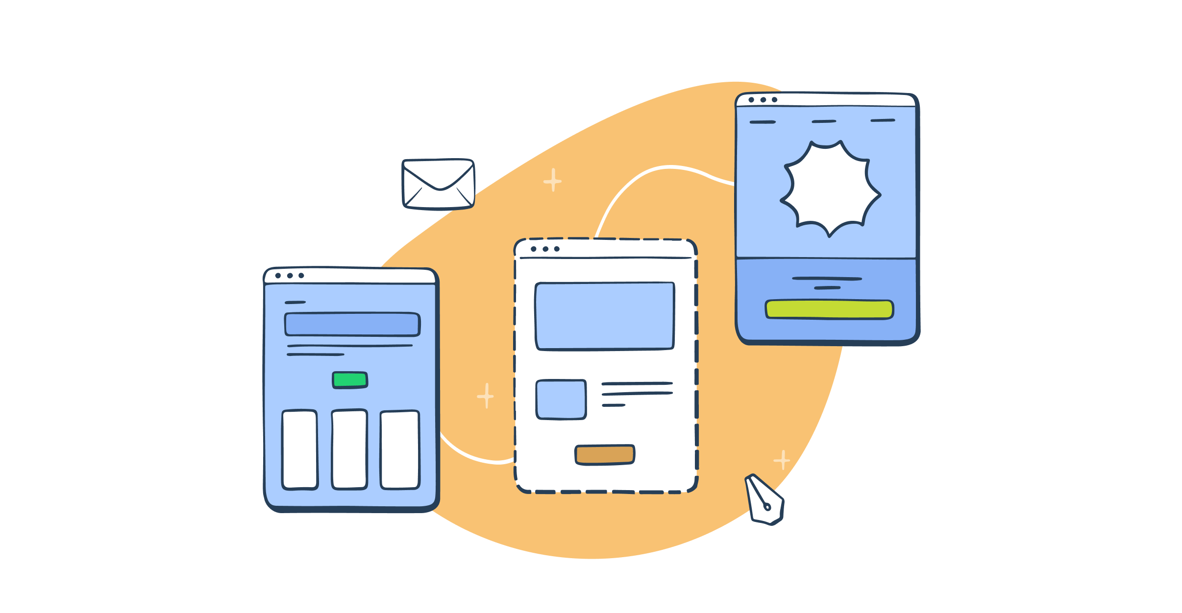This is a symbolic graphic representation of email design trends for the article that covers the topic in detail