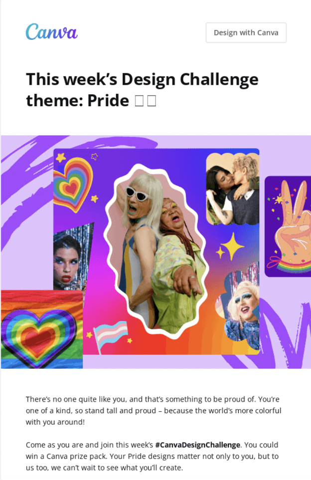 Canva's mixed media collage in an email