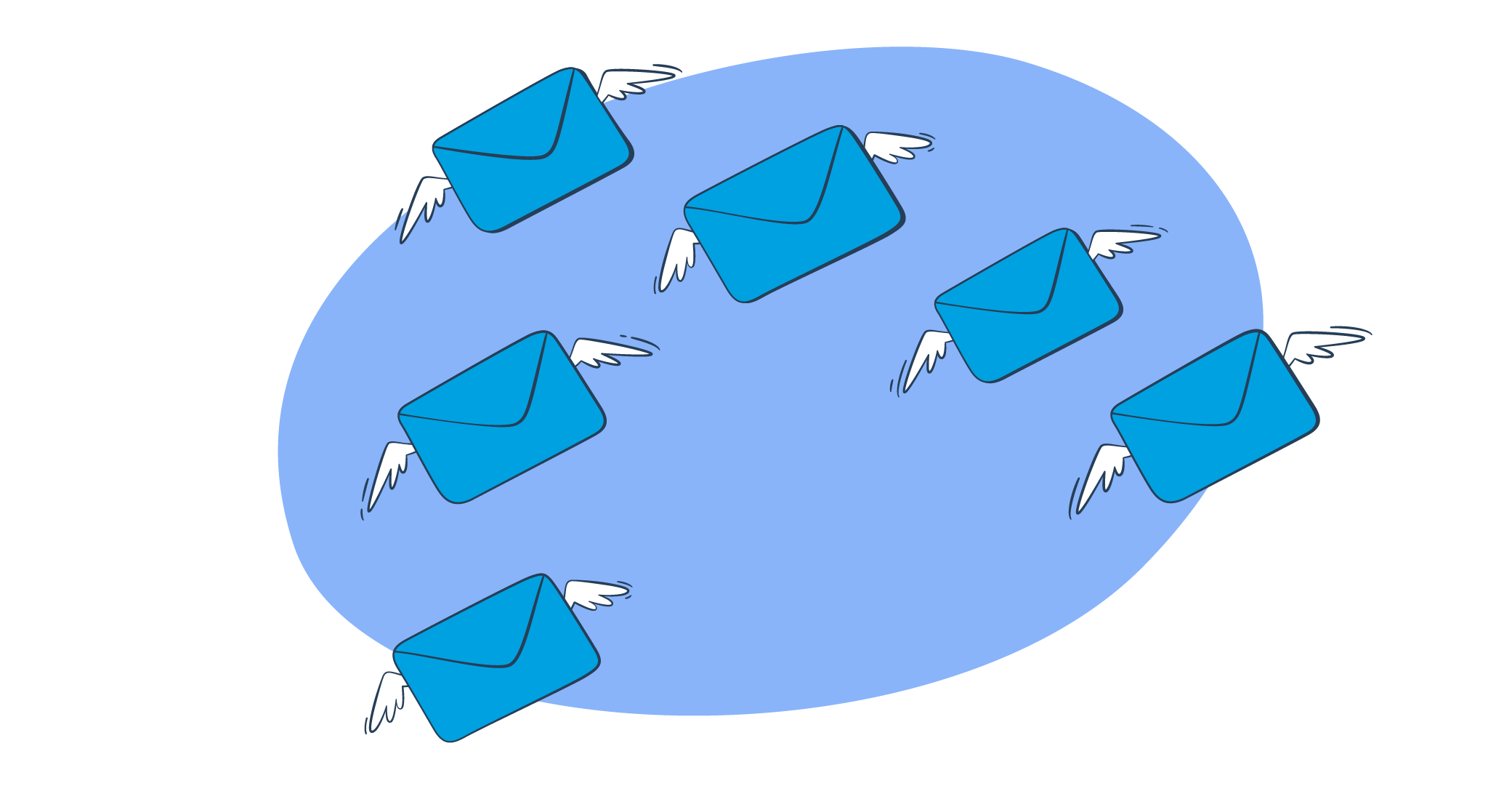 This image is a symbolic graphic representation of the mass emails in Salesforce for an article that covers detailed tutorials on the topic