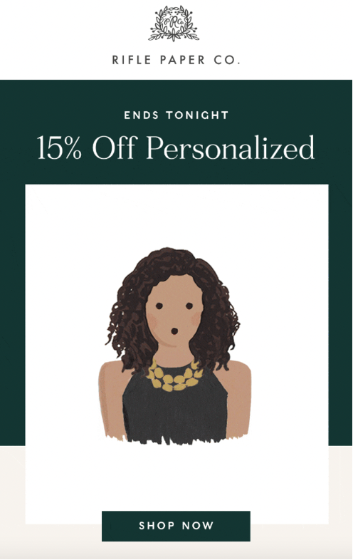 Rifle Paper Co. email featuring hand-drawn element