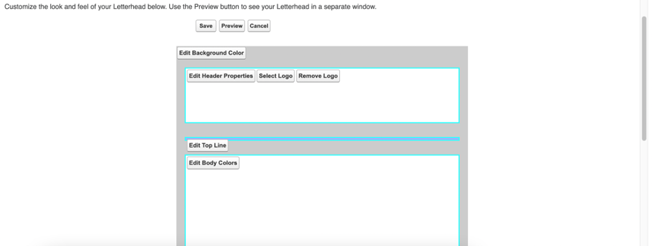 Salesforce letterheads customization menu