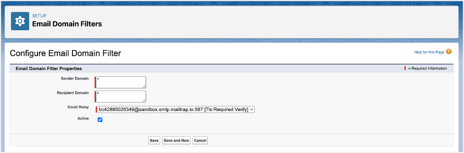 Salesforce configure email domain filter