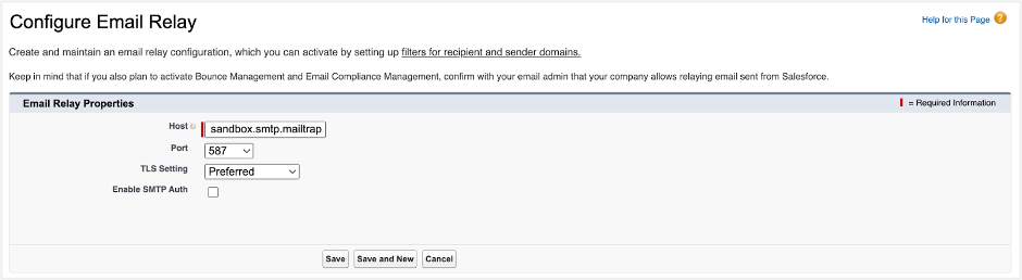 Salesforce configure email relay