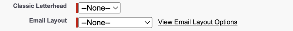 Salesforce letterhead and email layout selection