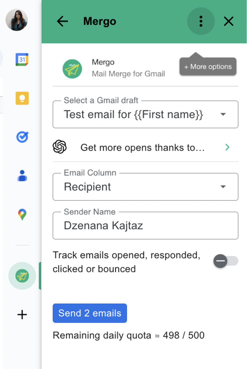 Mail Merge for Gmail plug