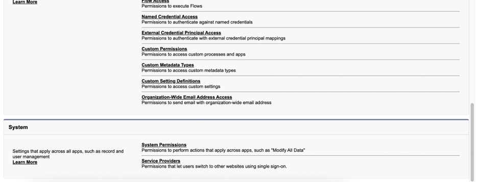 Salesforce System permissions