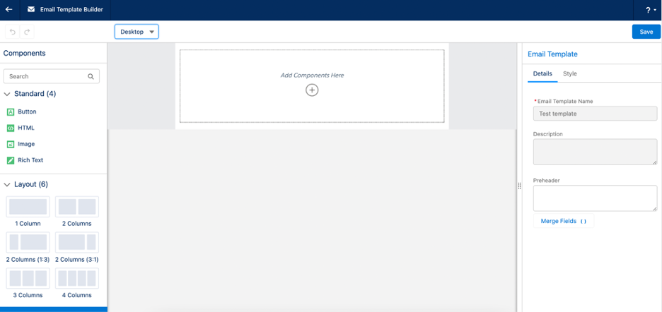 Salesforce Email Builder interface