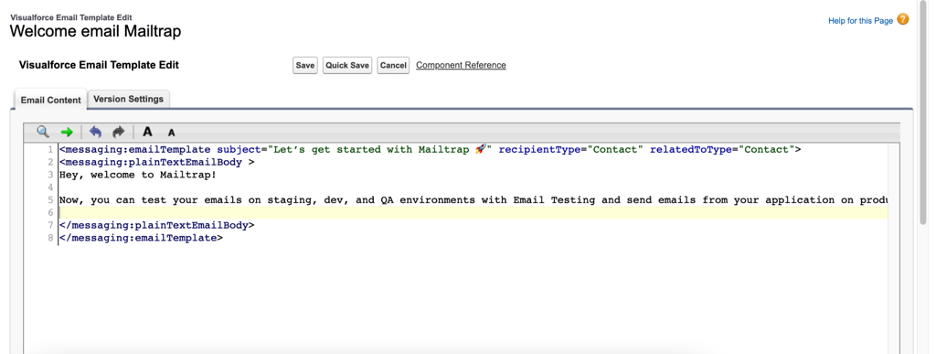 Salesforce Classic HTML email edit content tab