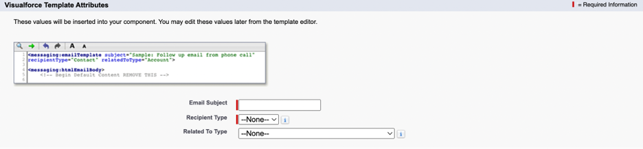 Salesforce email template Visualforce information