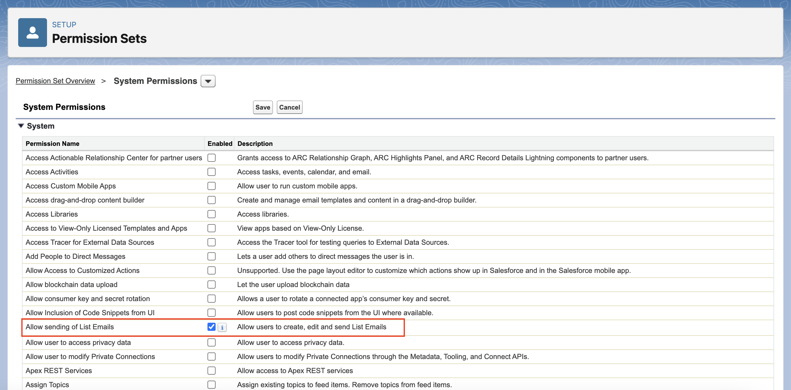 Allowing sending of list emails