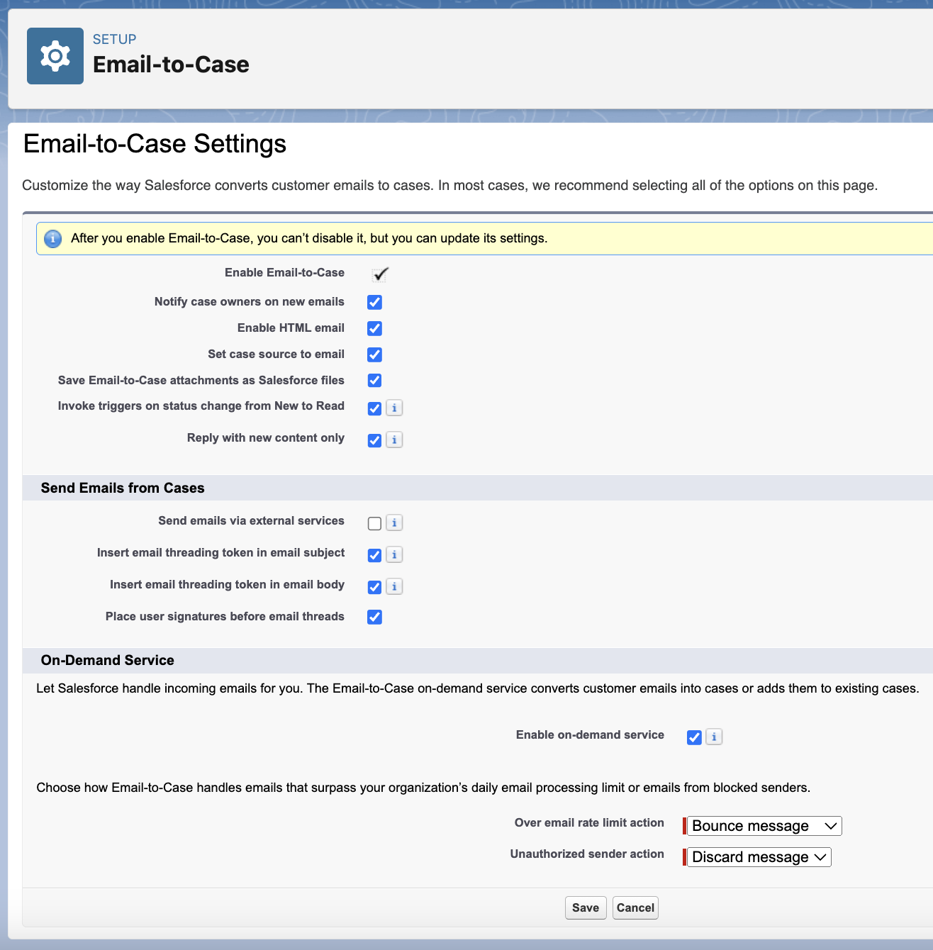 Configuring email to case