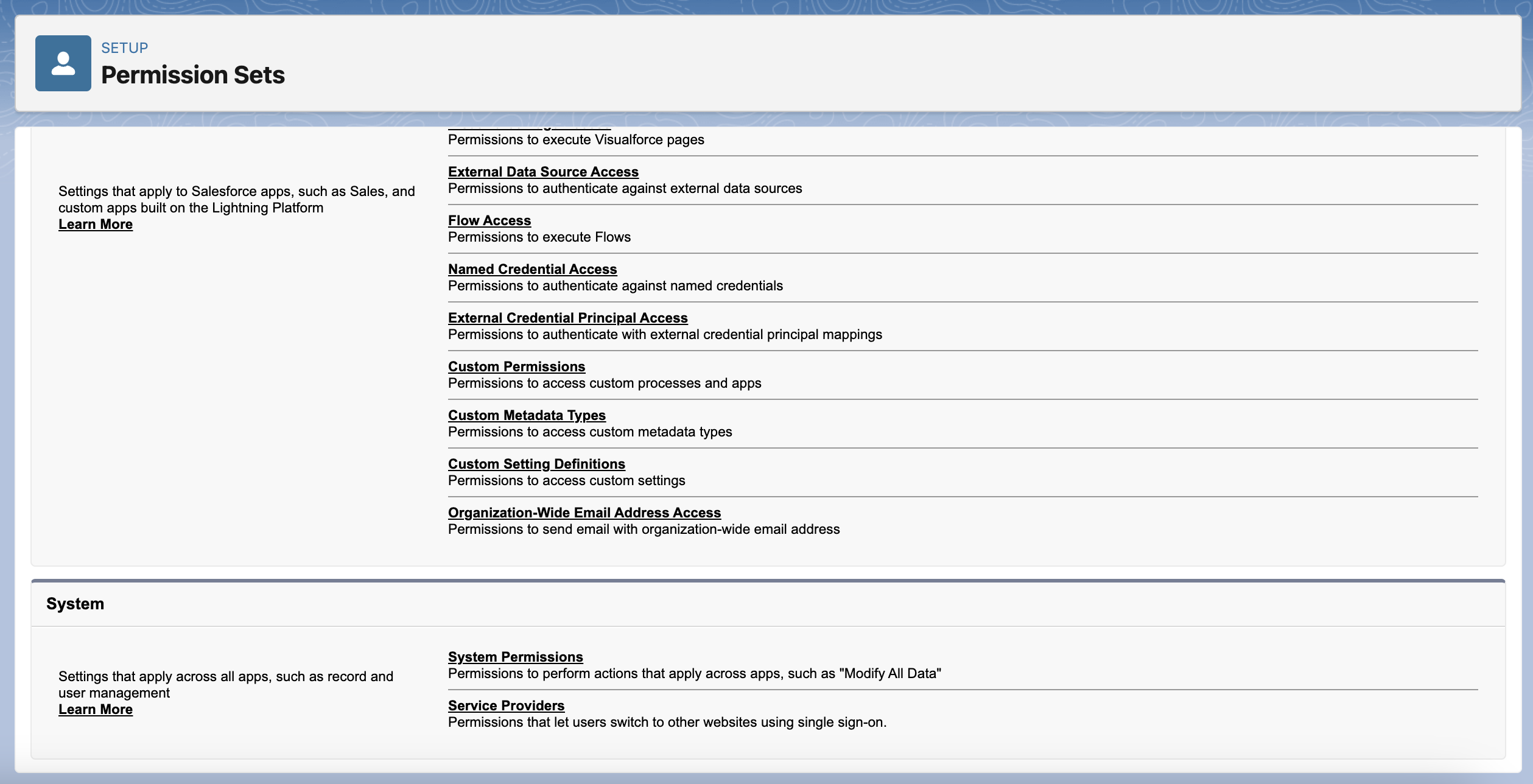 System permissions