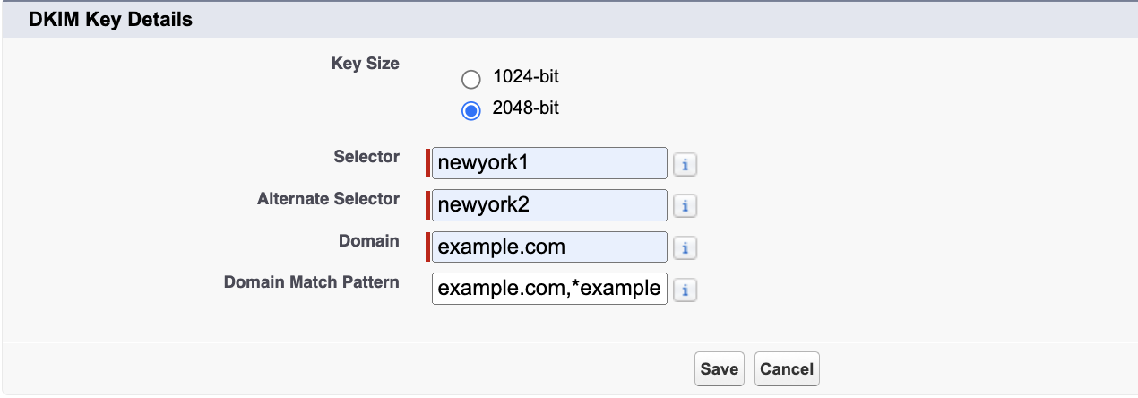 Configuring DKIM key details