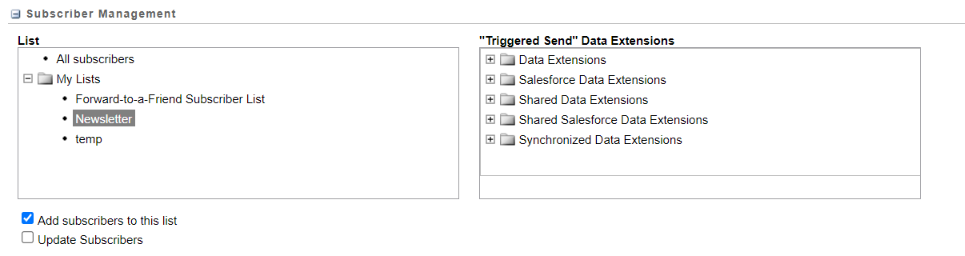 Managing subscriber list