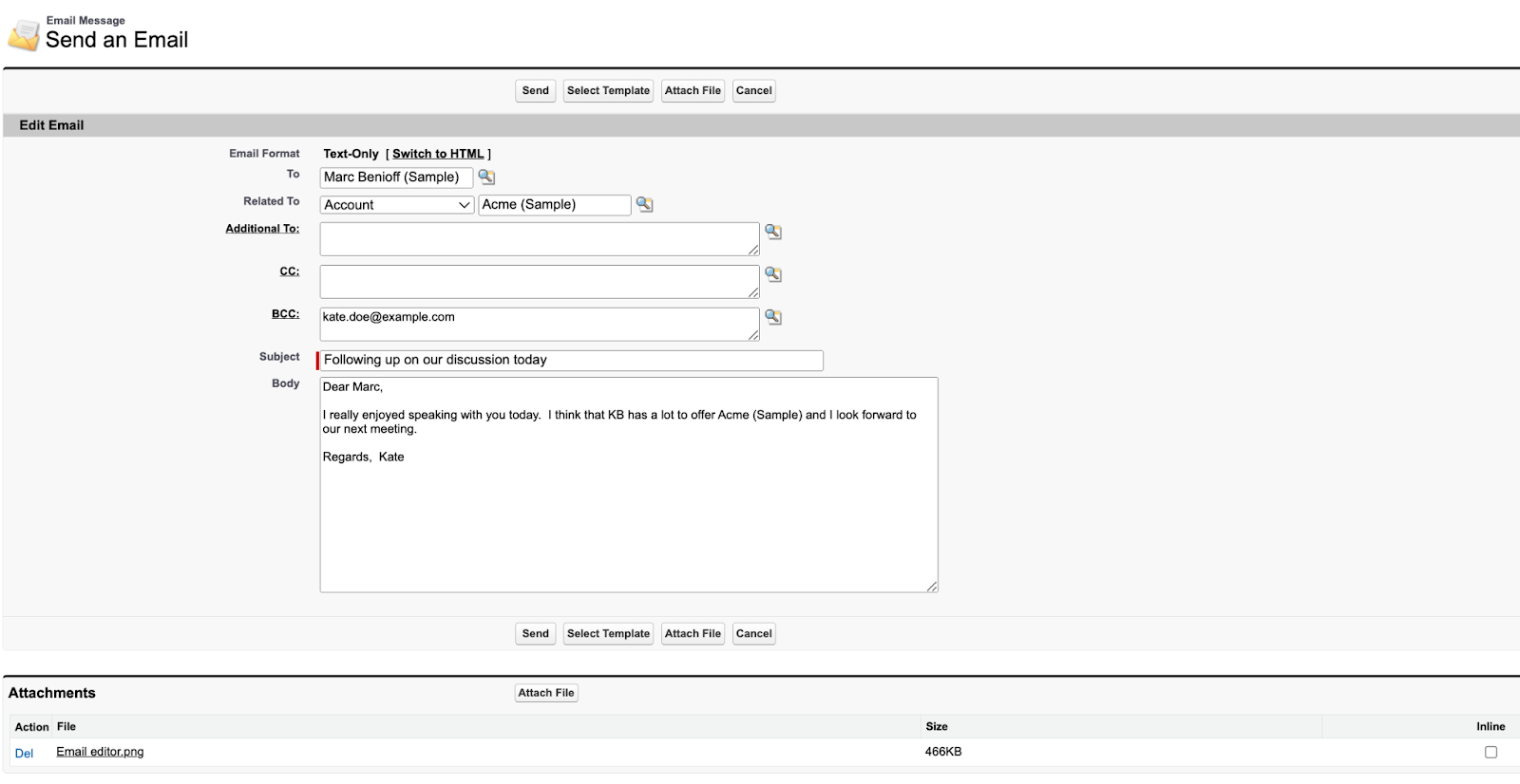 Creating an email