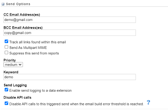 Choosing send options