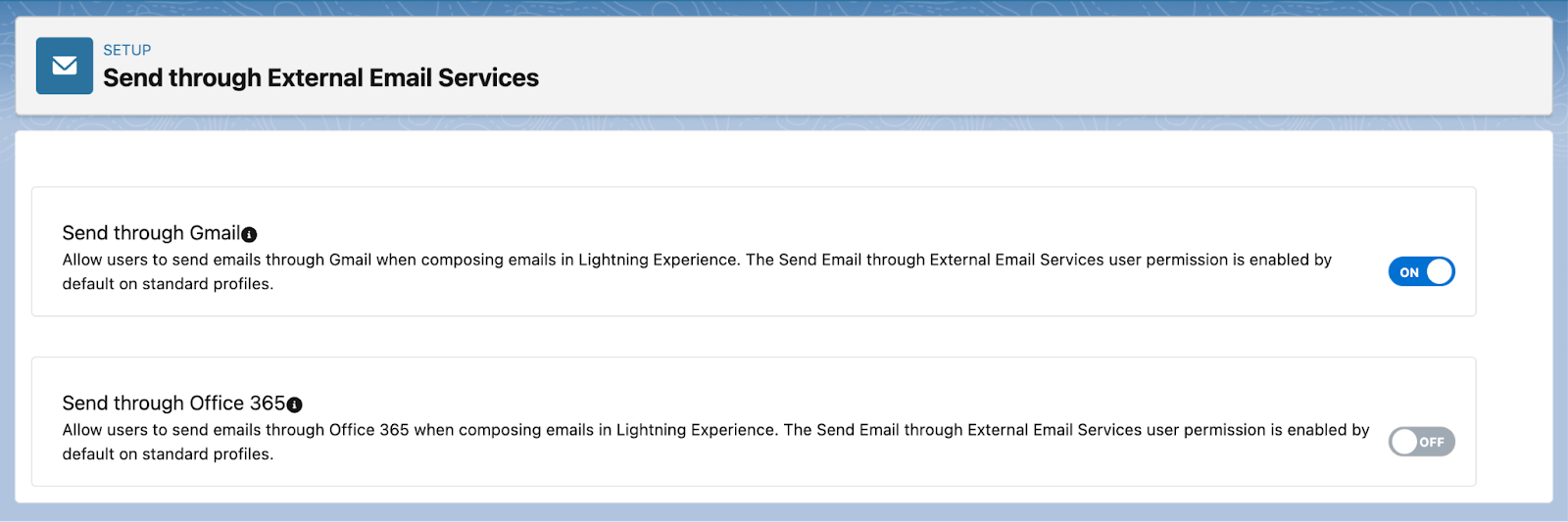 Configuring external email services in Lightning Experience