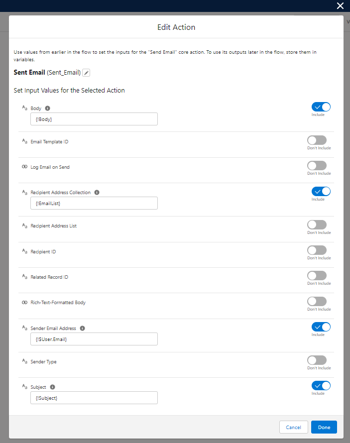 Configuring email fields