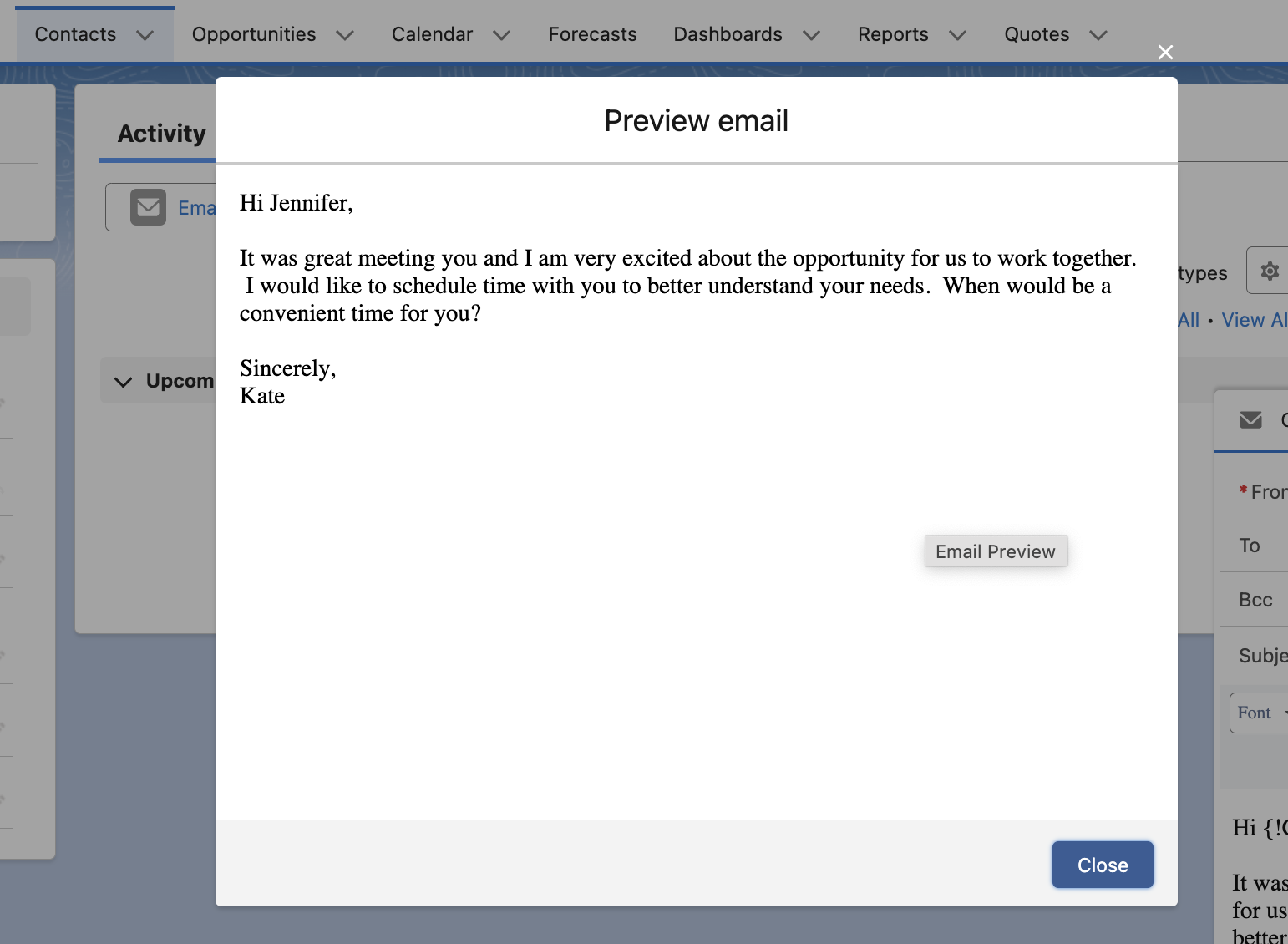 Email preview