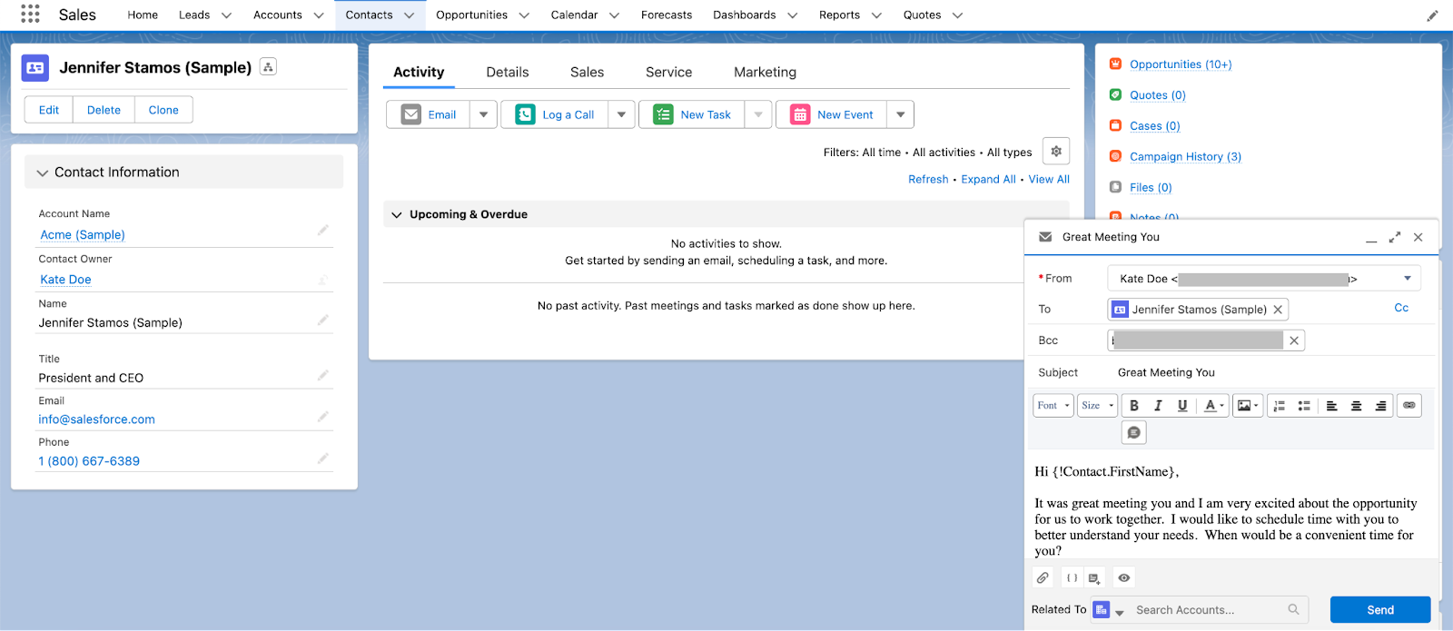 Email editor in Lightning Experience