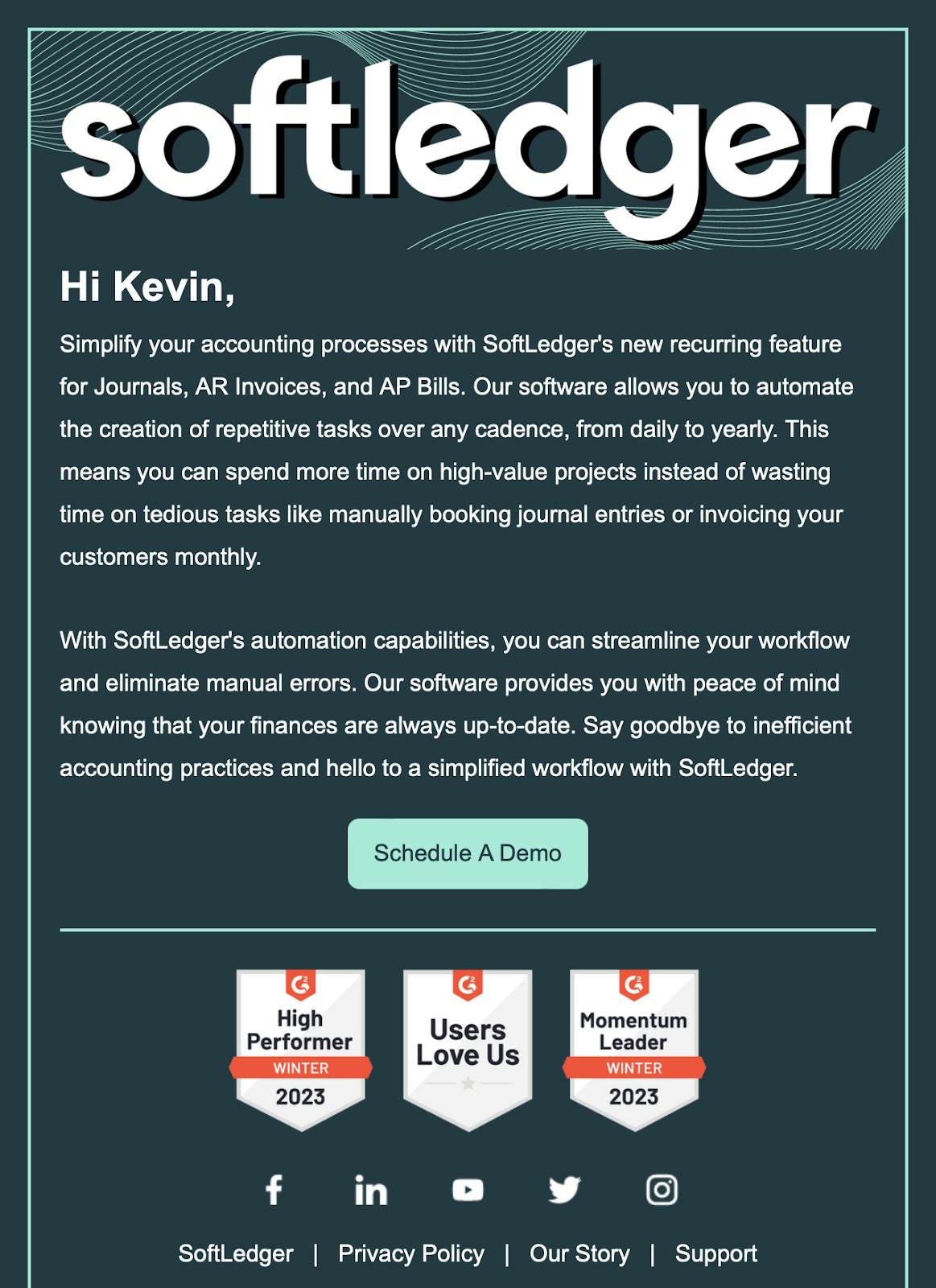 An email from Softledger An email from Softledger