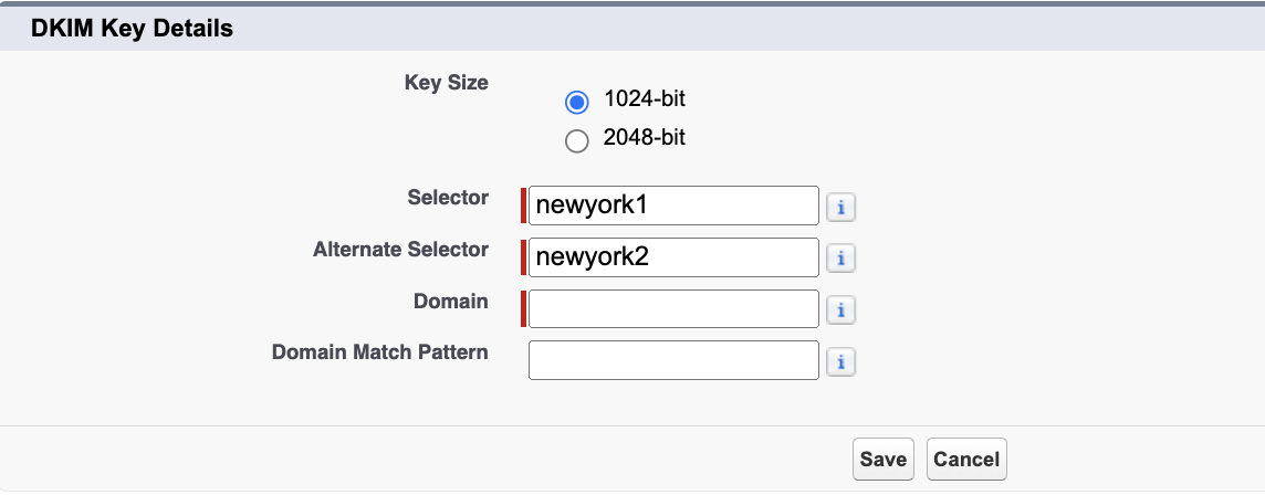 Configuring DKIM Key details