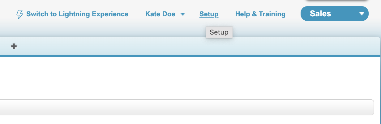 Navigating to setup in Salesforce Classic
