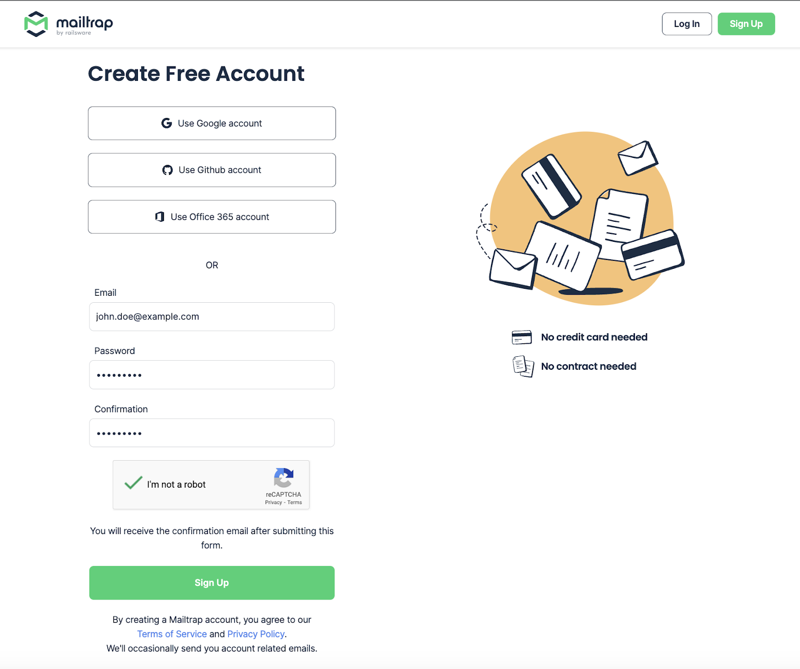 Creating a Mailtrap account