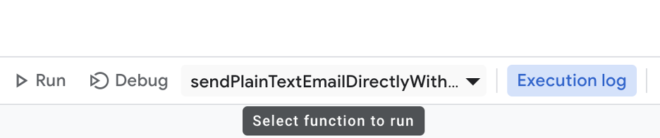 This is an image showing the App Scripts function selection