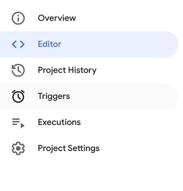 This is an image showing the App Scripts triggers button