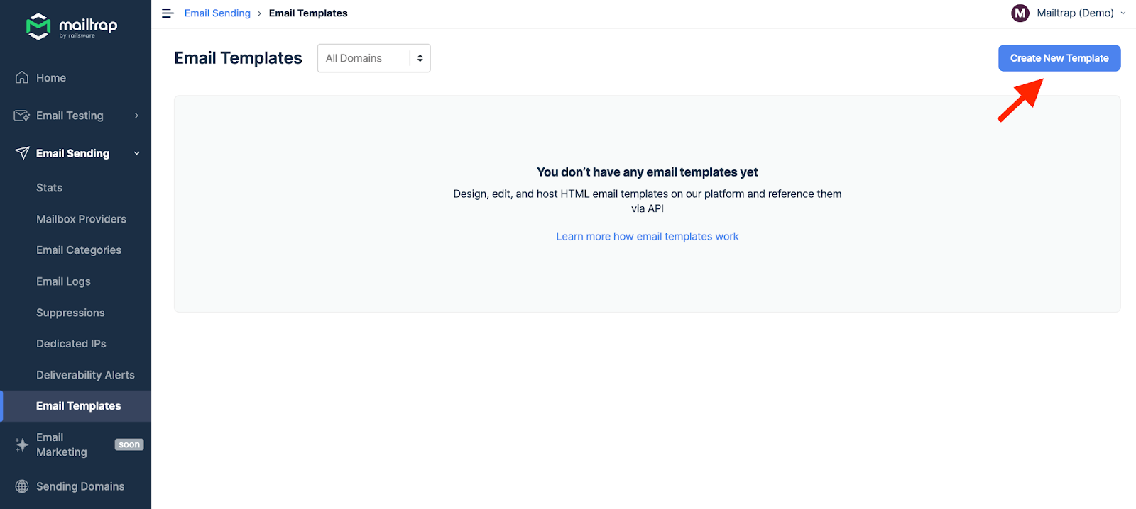 Criando um template no Mailtrap Email Sending