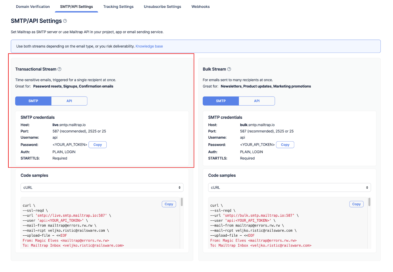 Configurações de SMTP e API do Laravel