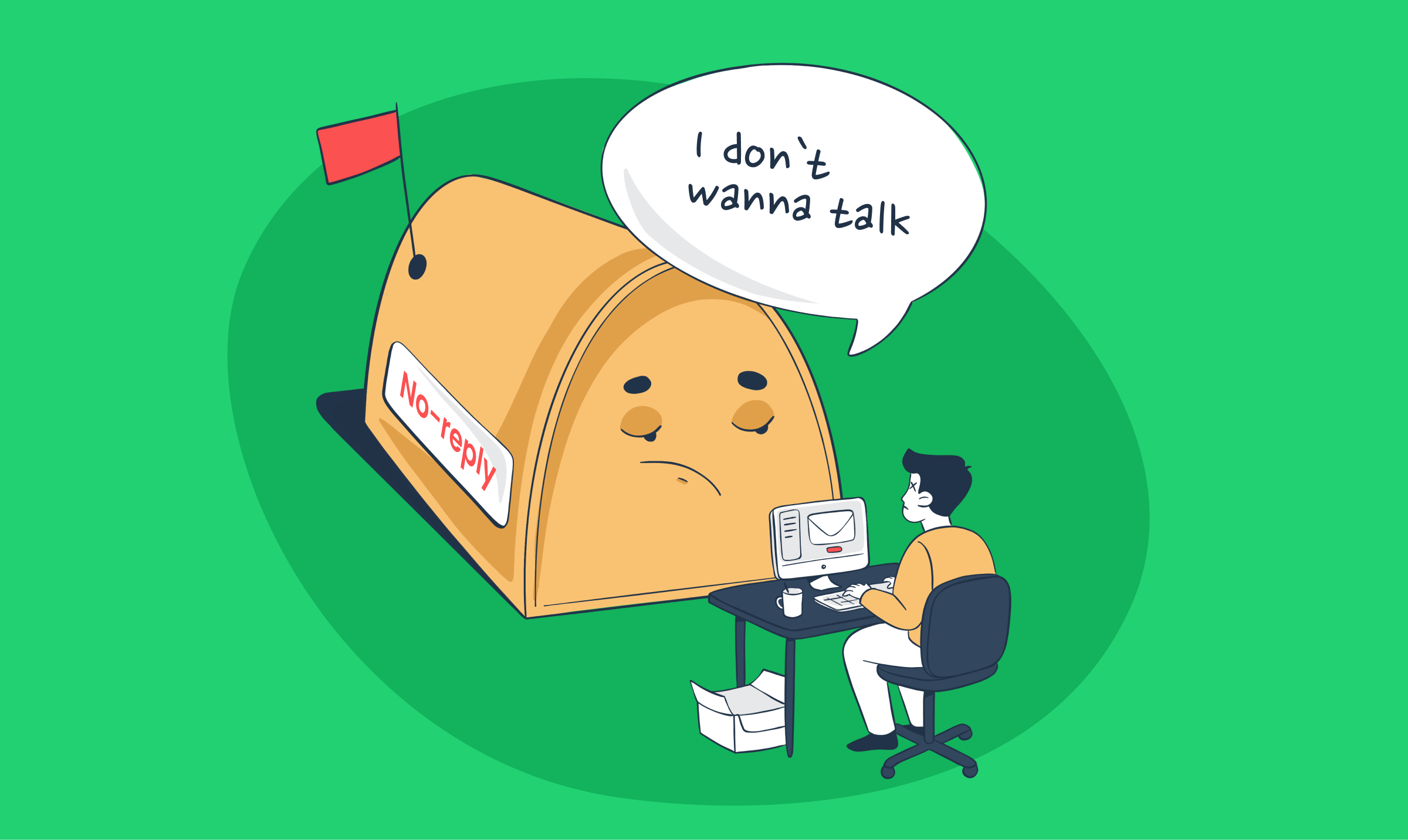 This is a comical graphic representation of how users feel about noreply addresses