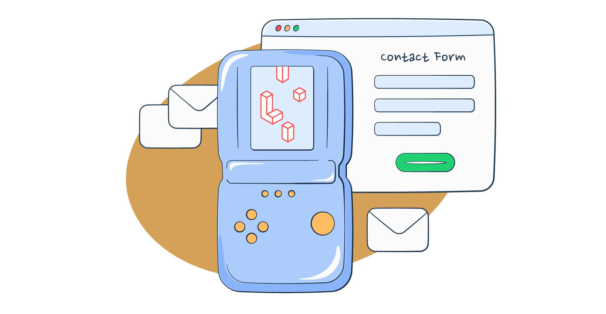This image is a symbolic graphic representation of Laravel contact form for an article that covers the topic in detail.