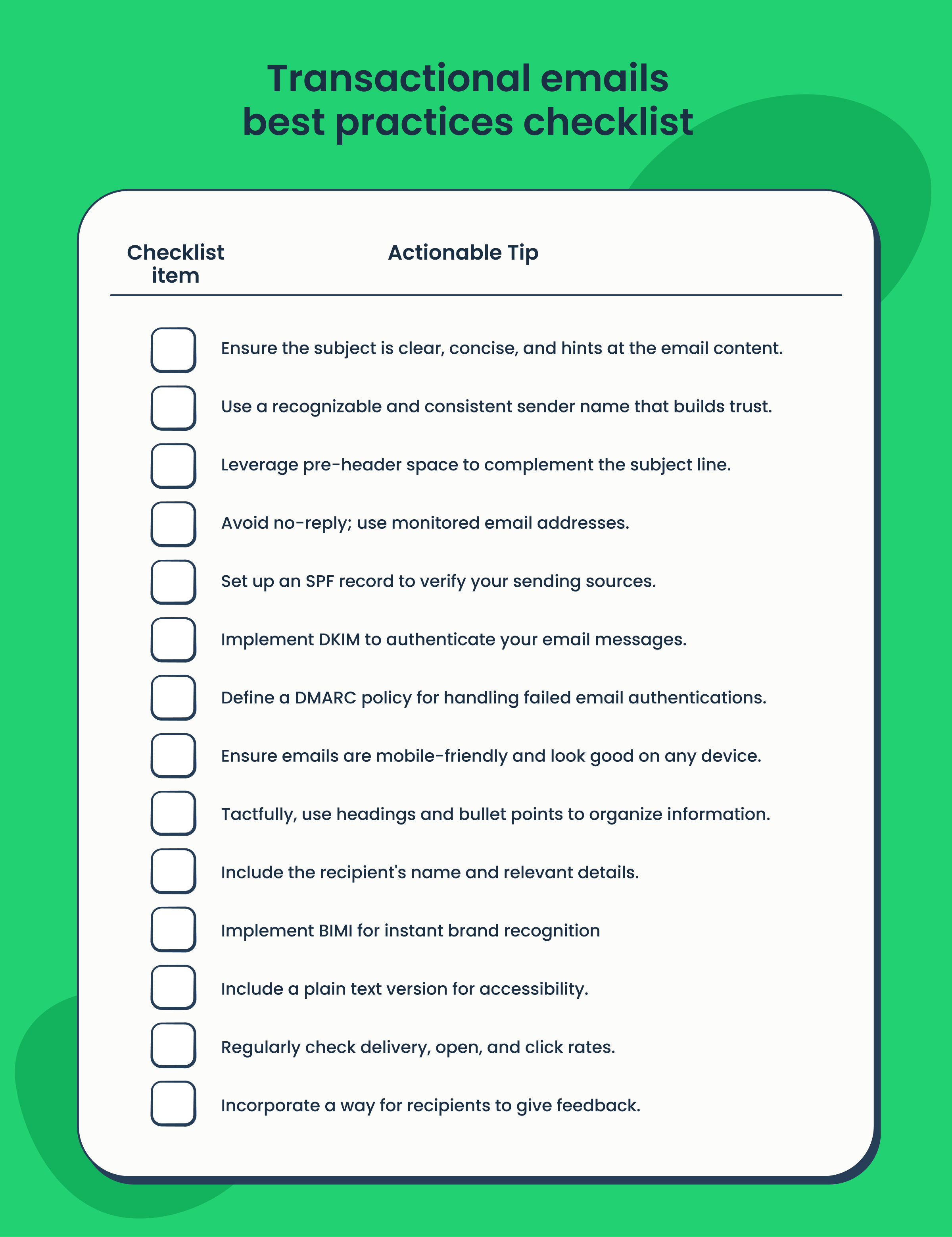 Transactional emails best practices checklist